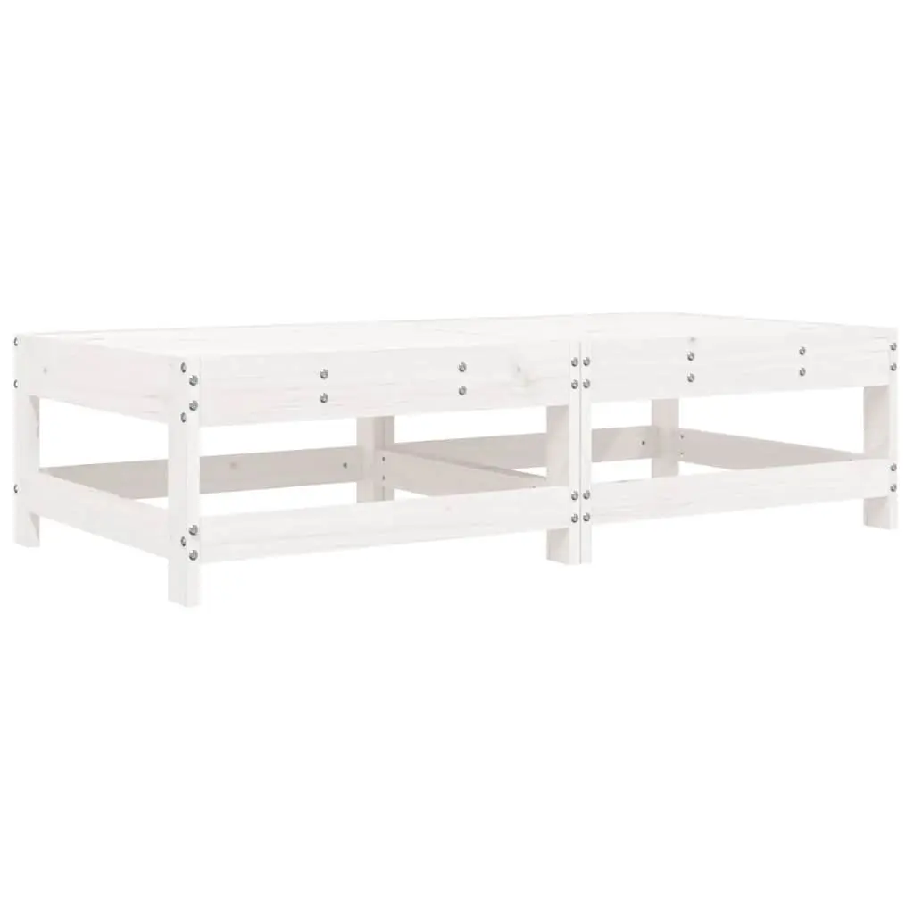 Garden Footstools Solid Pine Wood 2 Piece White Cushions