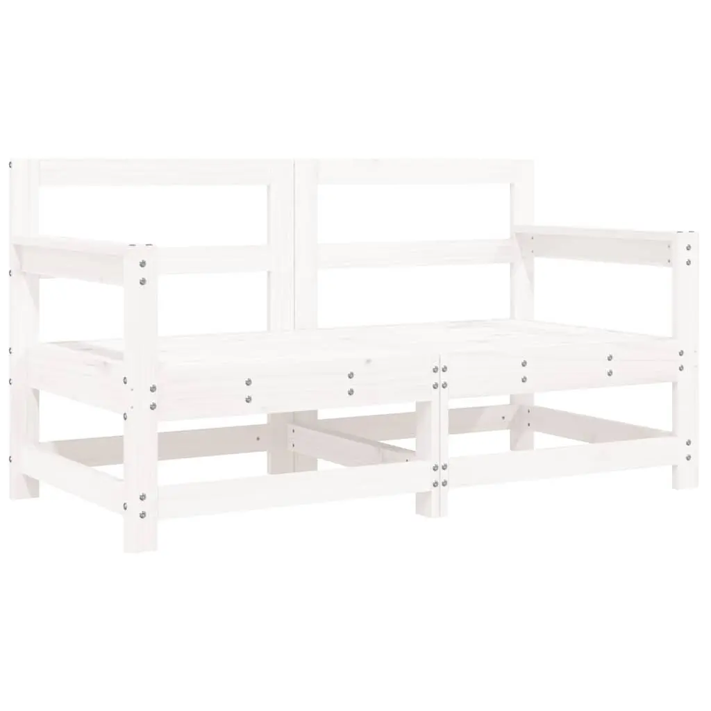 Set of 2 White Wooden Outdoor Garden Chairs with Cushions