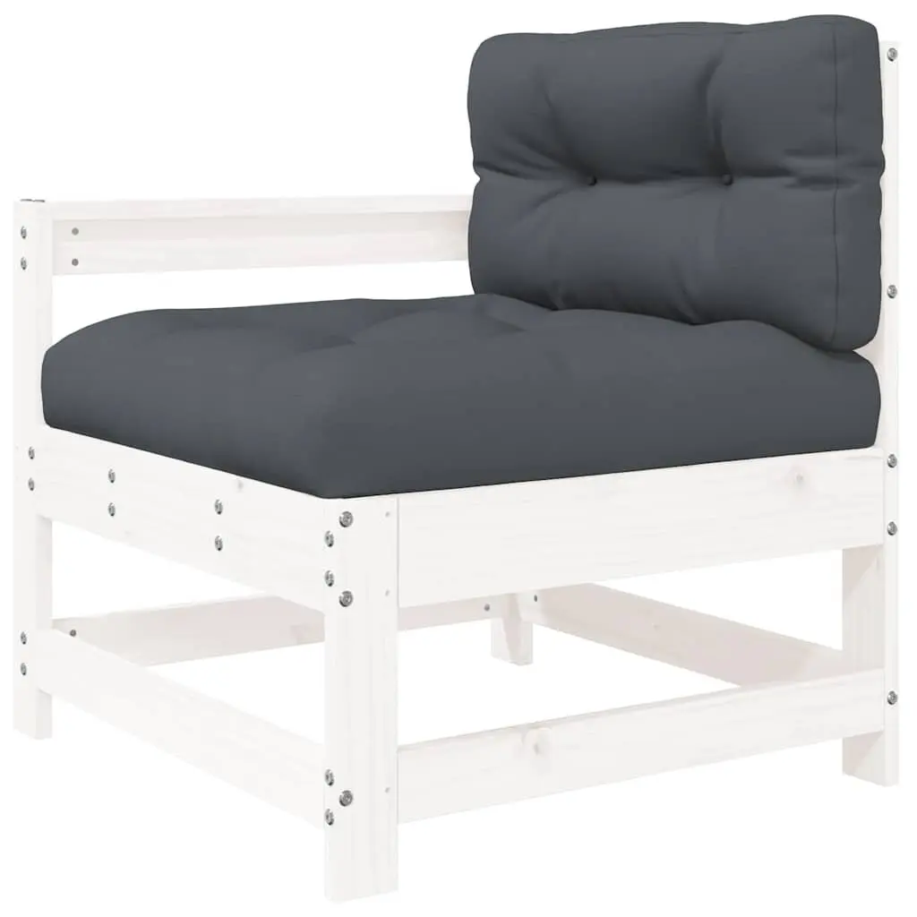 Set of 2 White Wooden Outdoor Garden Chairs with Cushions