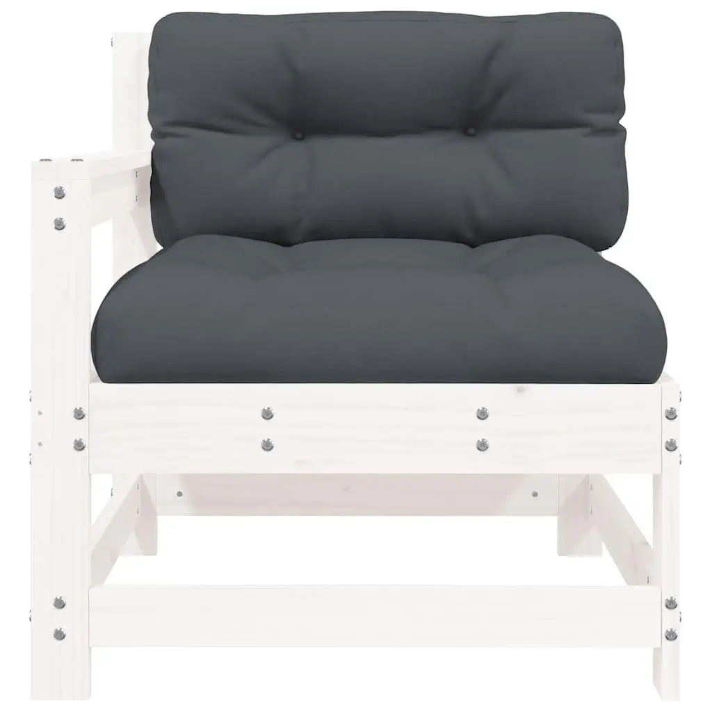 Set of 2 White Wooden Outdoor Garden Chairs with Cushions