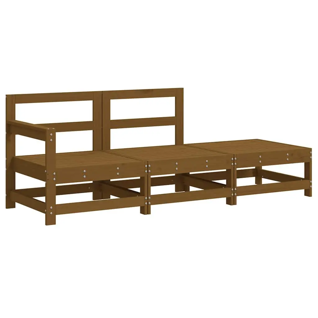 3 Piece Garden Lounge Set Solid Pine Wood Brown with Cushions