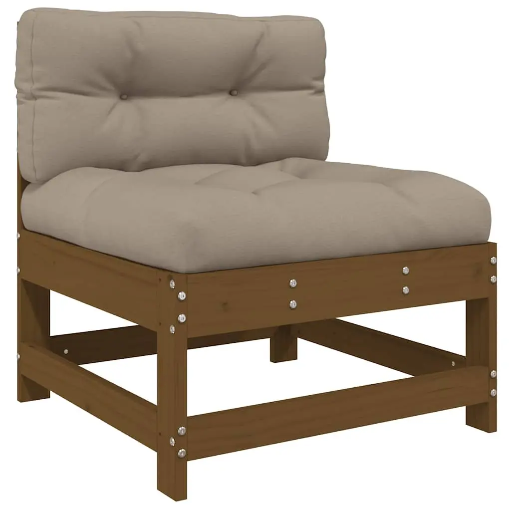3 Piece Garden Lounge Set Solid Pine Wood Brown with Cushions