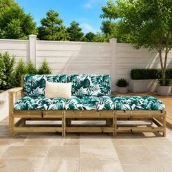 Durable 3 Piece Wooden Garden Lounge Set with Cushions