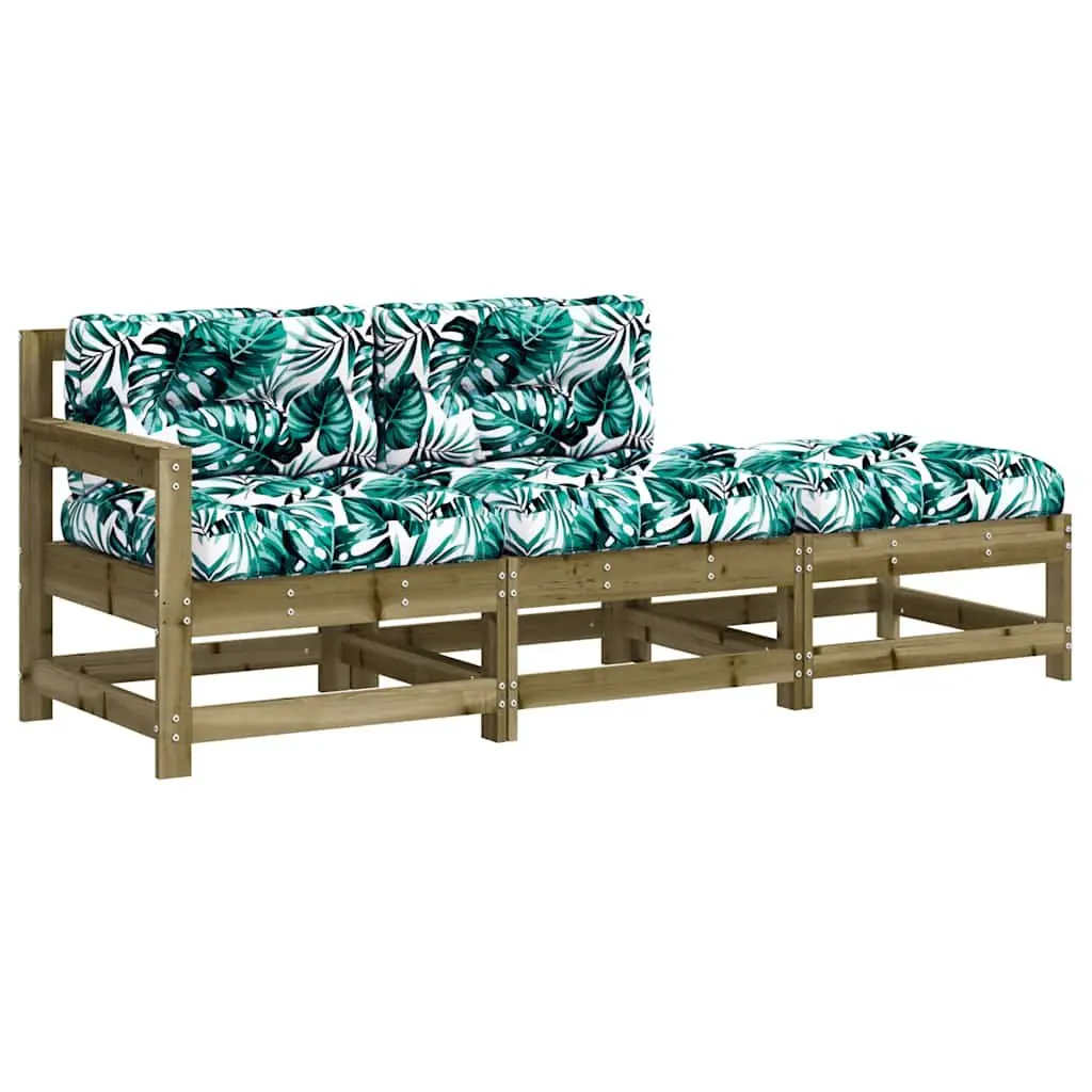 3 Piece Wooden Garden Lounge Set with Cushions