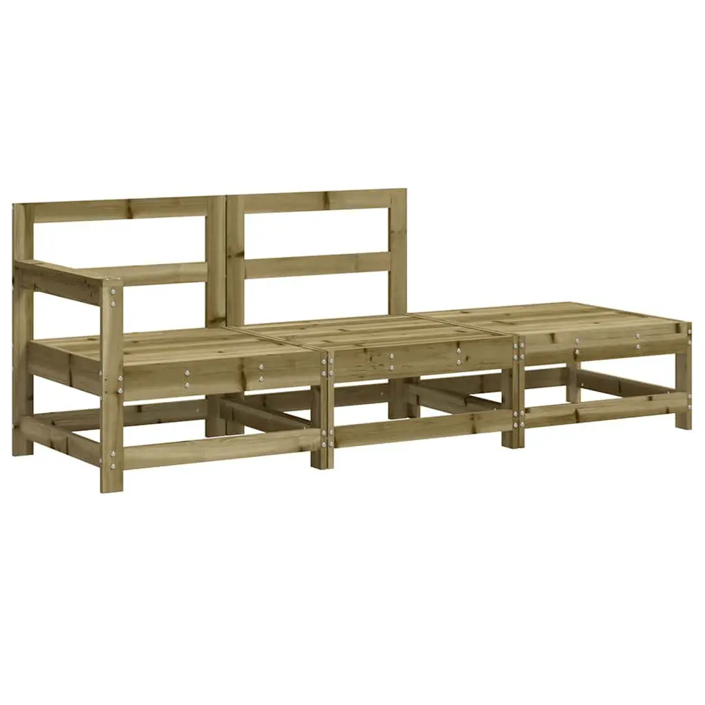 3 Piece Wooden Garden Lounge Set with Cushions