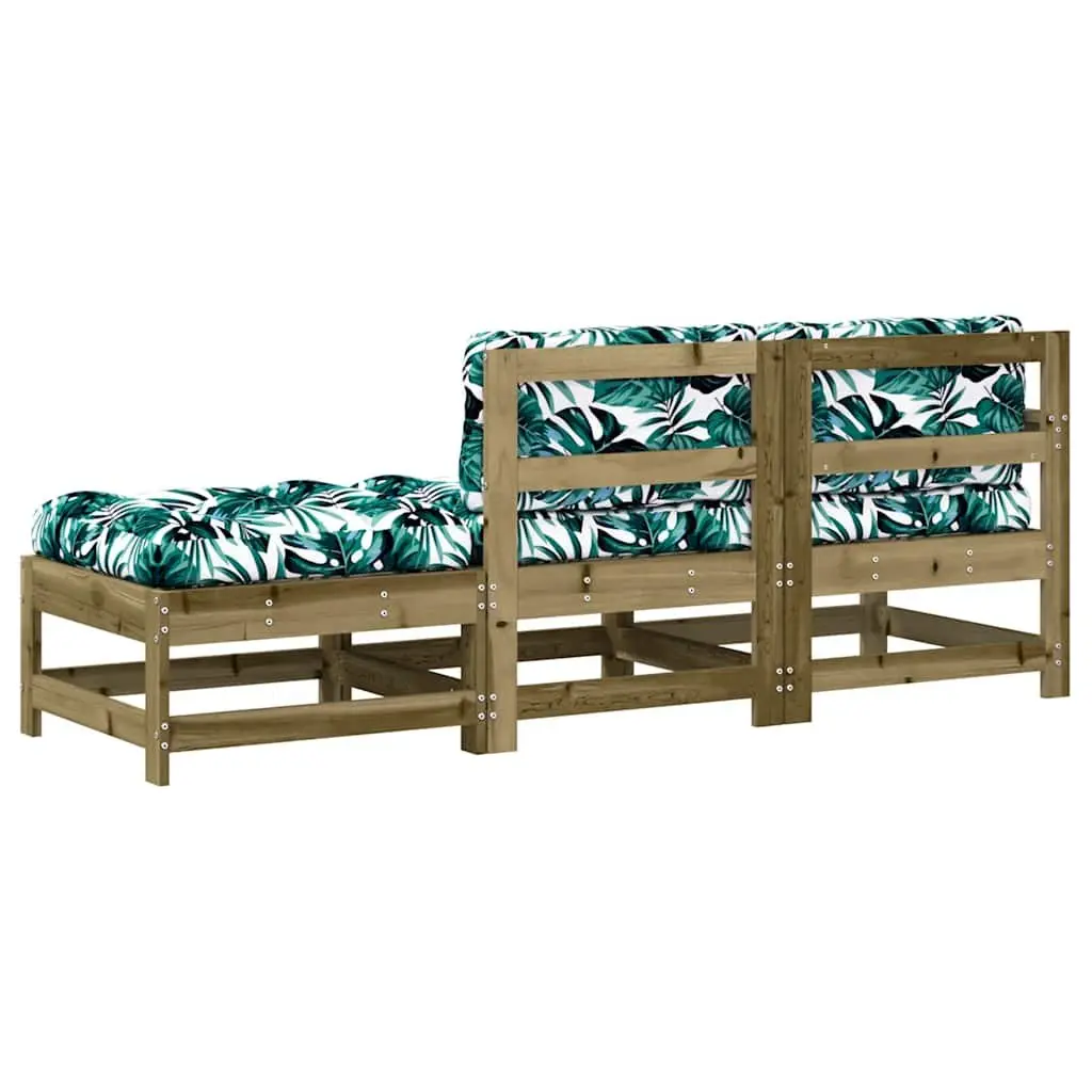 3 Piece Wooden Garden Lounge Set with Cushions