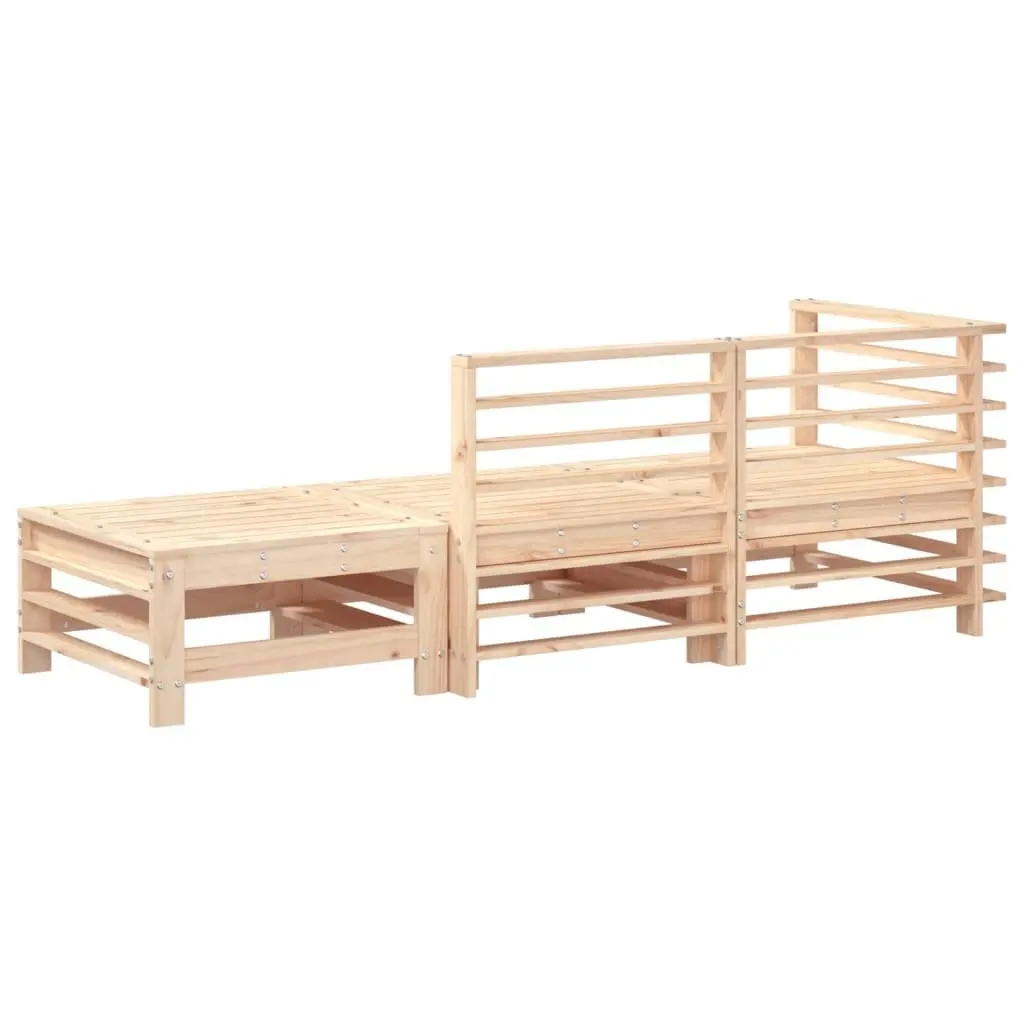 3 Piece Garden Lounge Set Solid Wood Pine Outdoor Sectional Sofa Patio Furniture