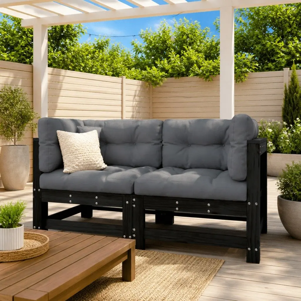 Solid Pine Wood Corner Sofa with Cushions for Outdoor Use