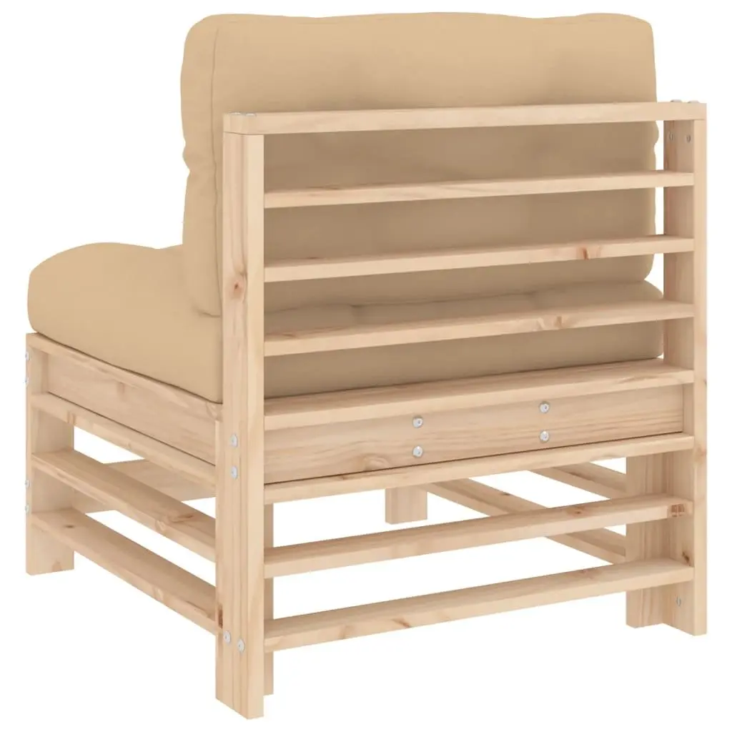 Outdoor Middle Sofa with Cushions in Solid Pine