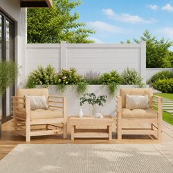 Solid Wood Pine Garden Chairs with Cushions - 2 pcs