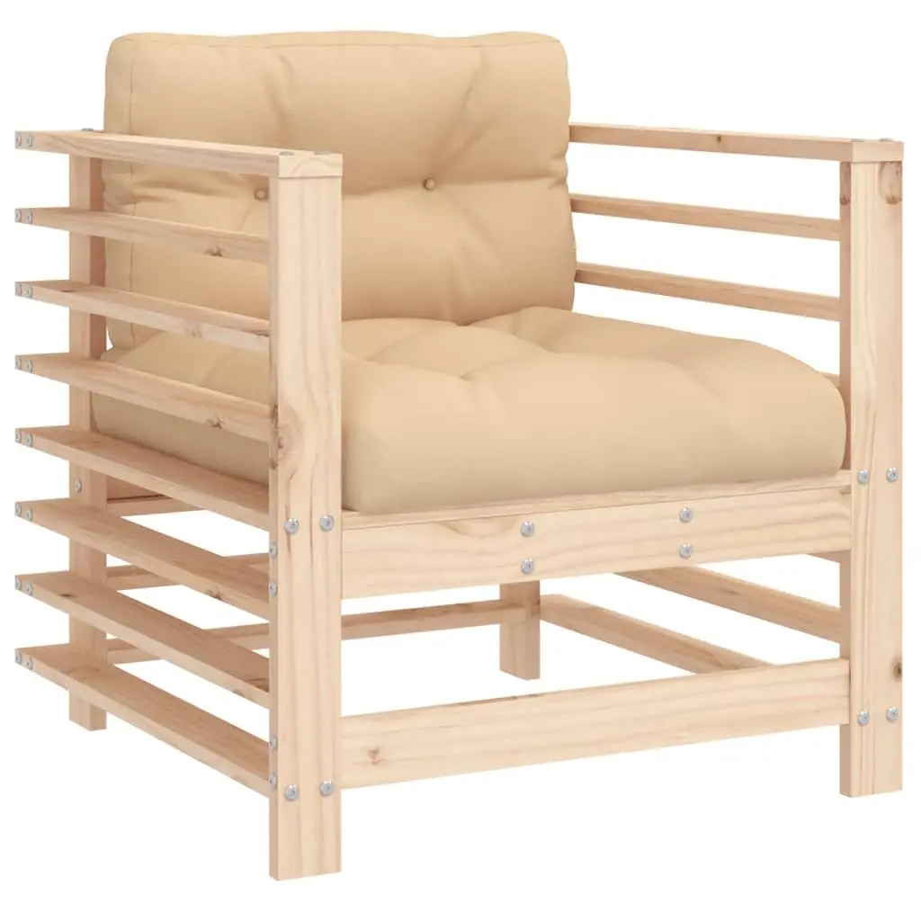 Garden Chairs with Cushions 2 pcs Outdoor Seating Solid Wood Pine Patio