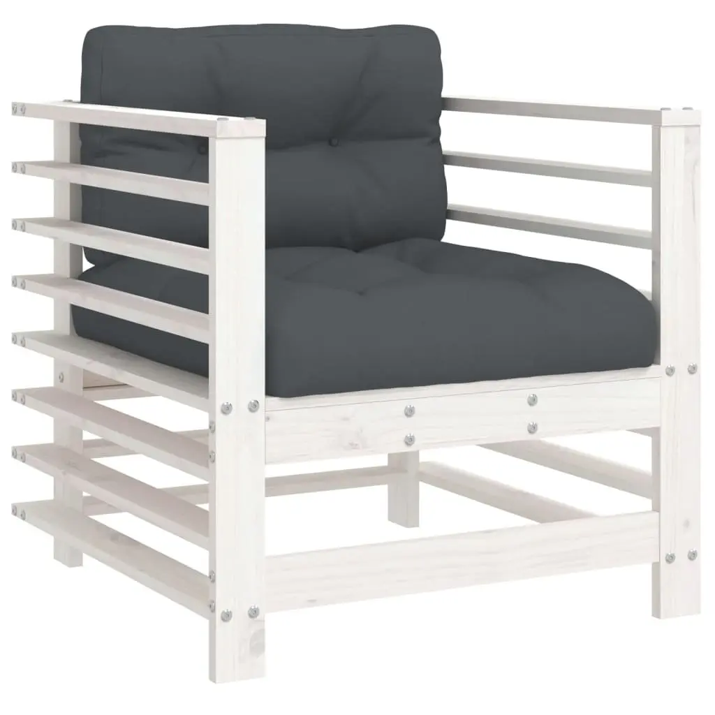 Garden Chairs with Cushions, 2 pcs White Pine