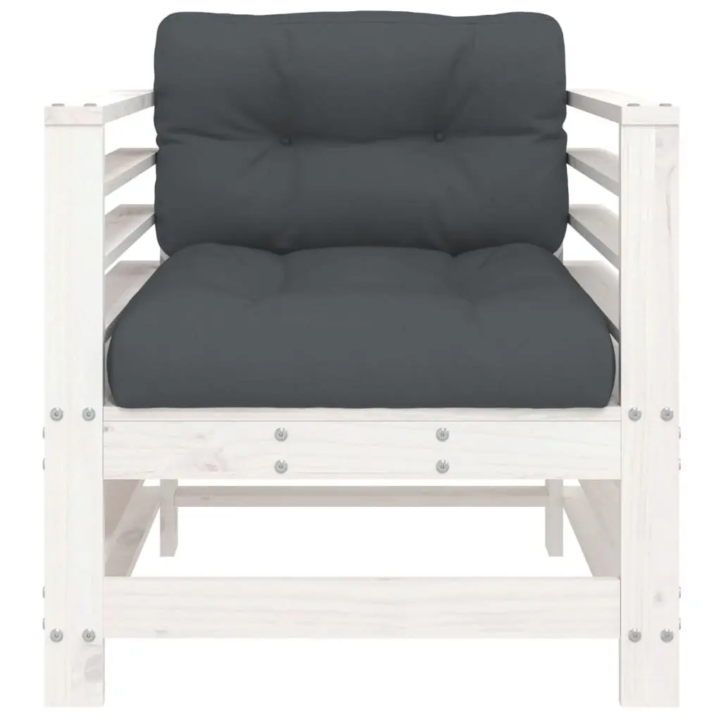 Garden Chairs with Cushions, 2 pcs White Pine