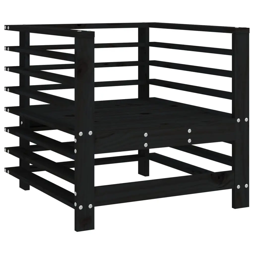 Black Wood Outdoor Garden Chairs with Cushions Set