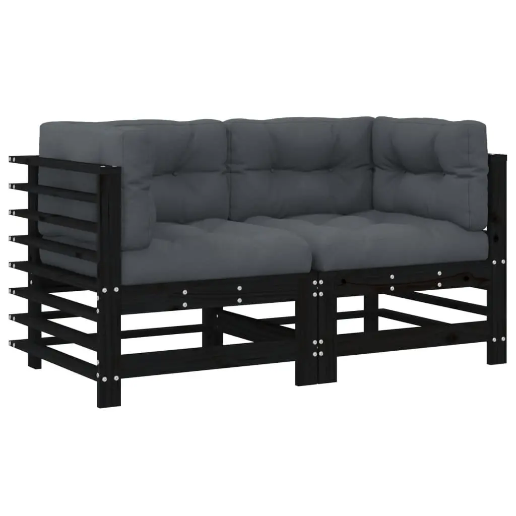 Black Corner Sectional Outdoor Sofa Set with Cushions