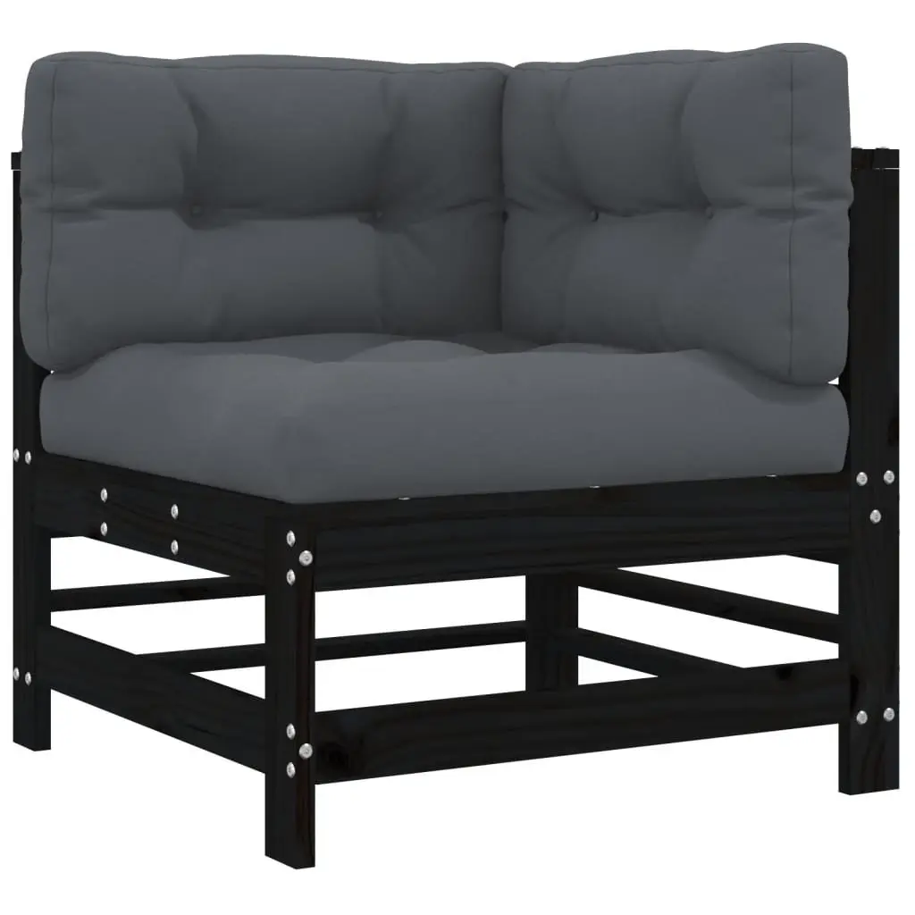 Black Corner Sectional Outdoor Sofa Set with Cushions
