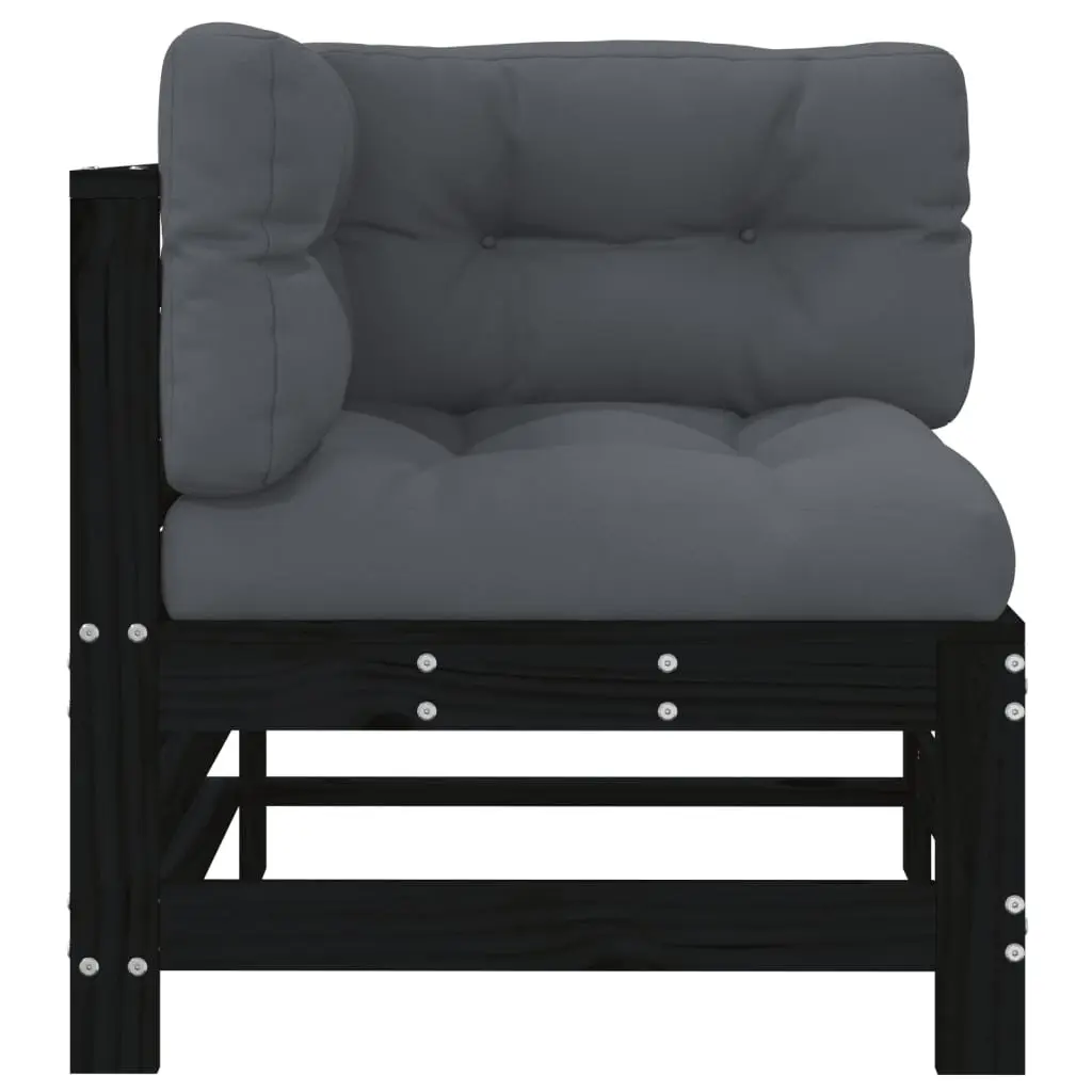 Black Corner Sectional Outdoor Sofa Set with Cushions