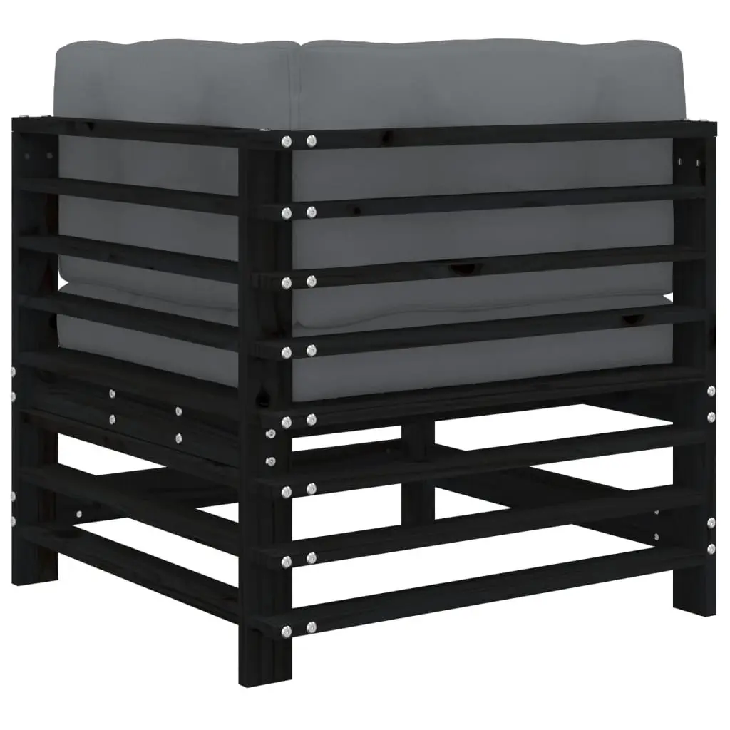 Black Corner Sectional Outdoor Sofa Set with Cushions