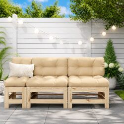 2-Piece Outdoor Middle Sectional Sofas in Solid Pine