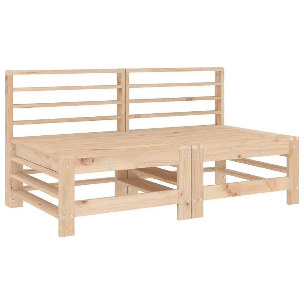 Outdoor Sectional Sofas Solid Pine Wood 2 pcs Brown with Cushions