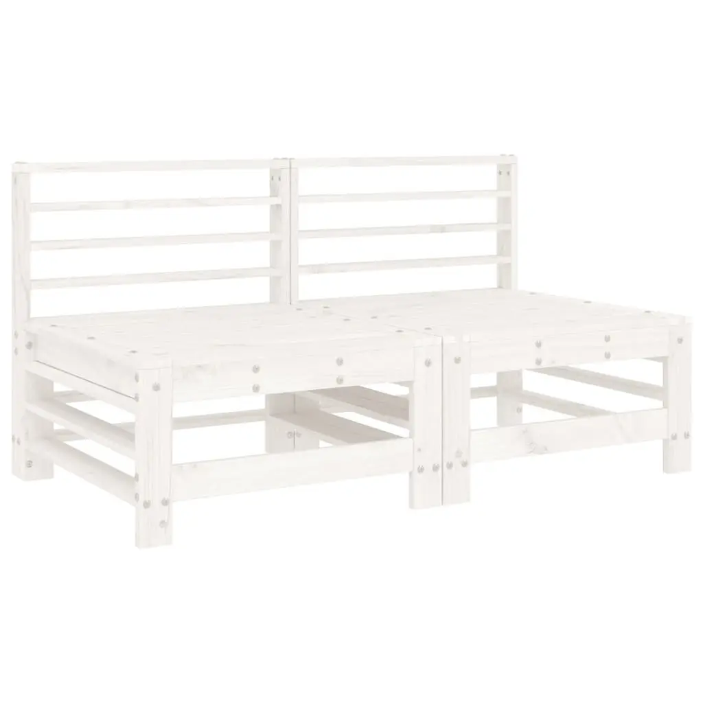 Middle Sectional Sofa Set 2 pcs White Wood Cushions