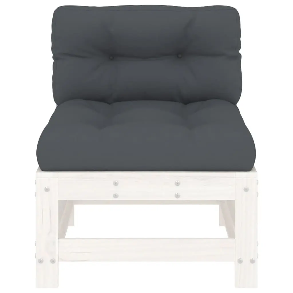 Middle Sectional Sofa Set 2 pcs White Wood Cushions