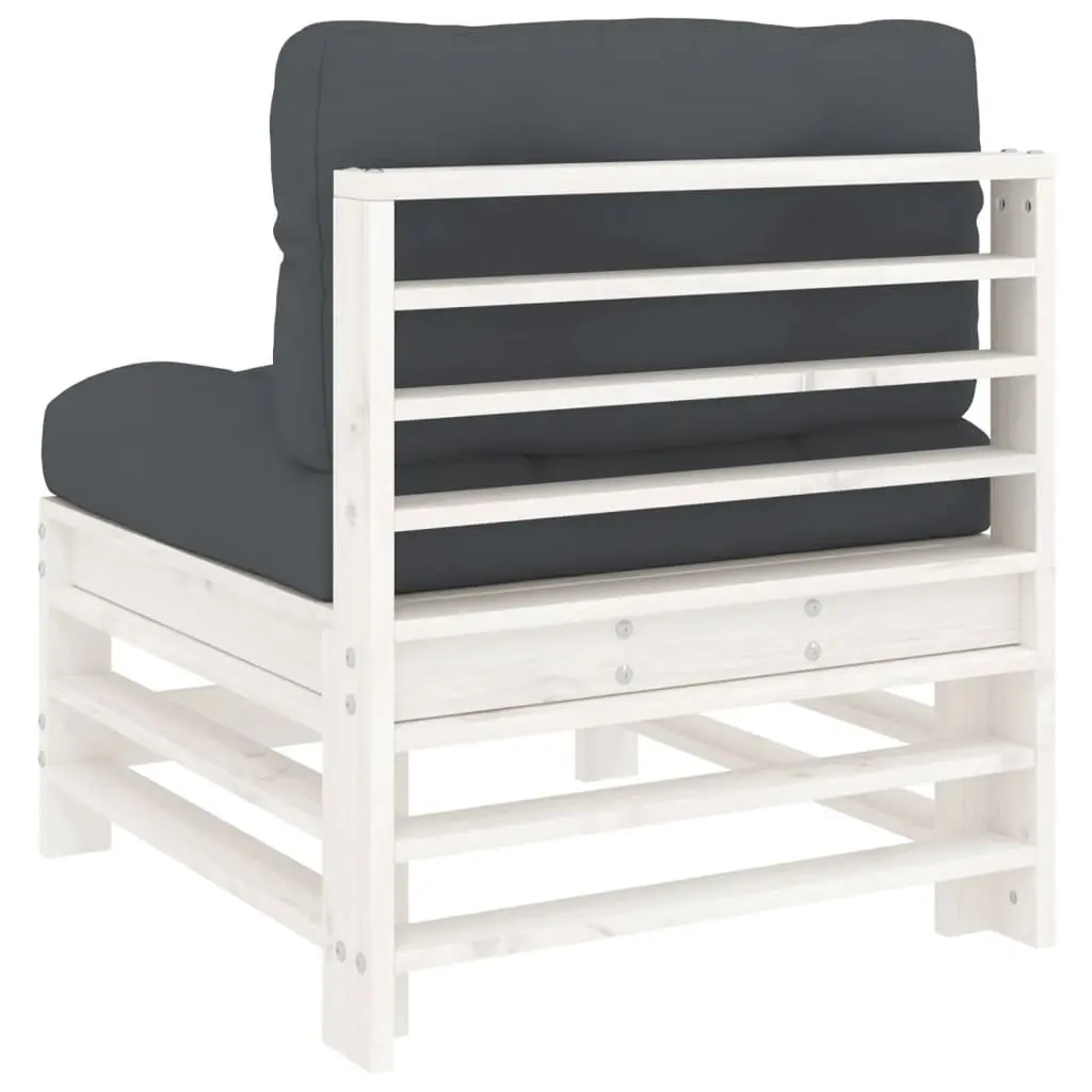 Middle Sectional Sofa Set 2 pcs White Wood Cushions