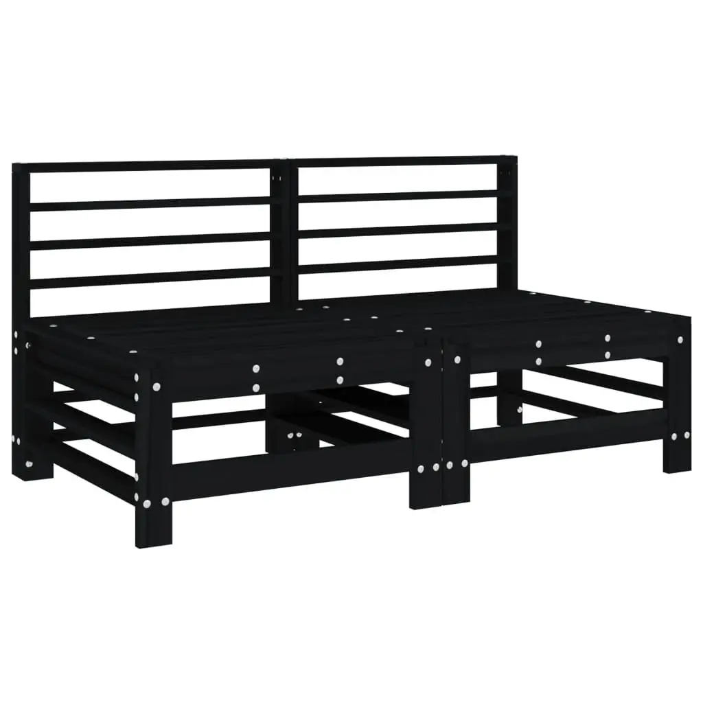 Black Modular Outdoor Sofa Unit 2pc in Solid Pine Wood