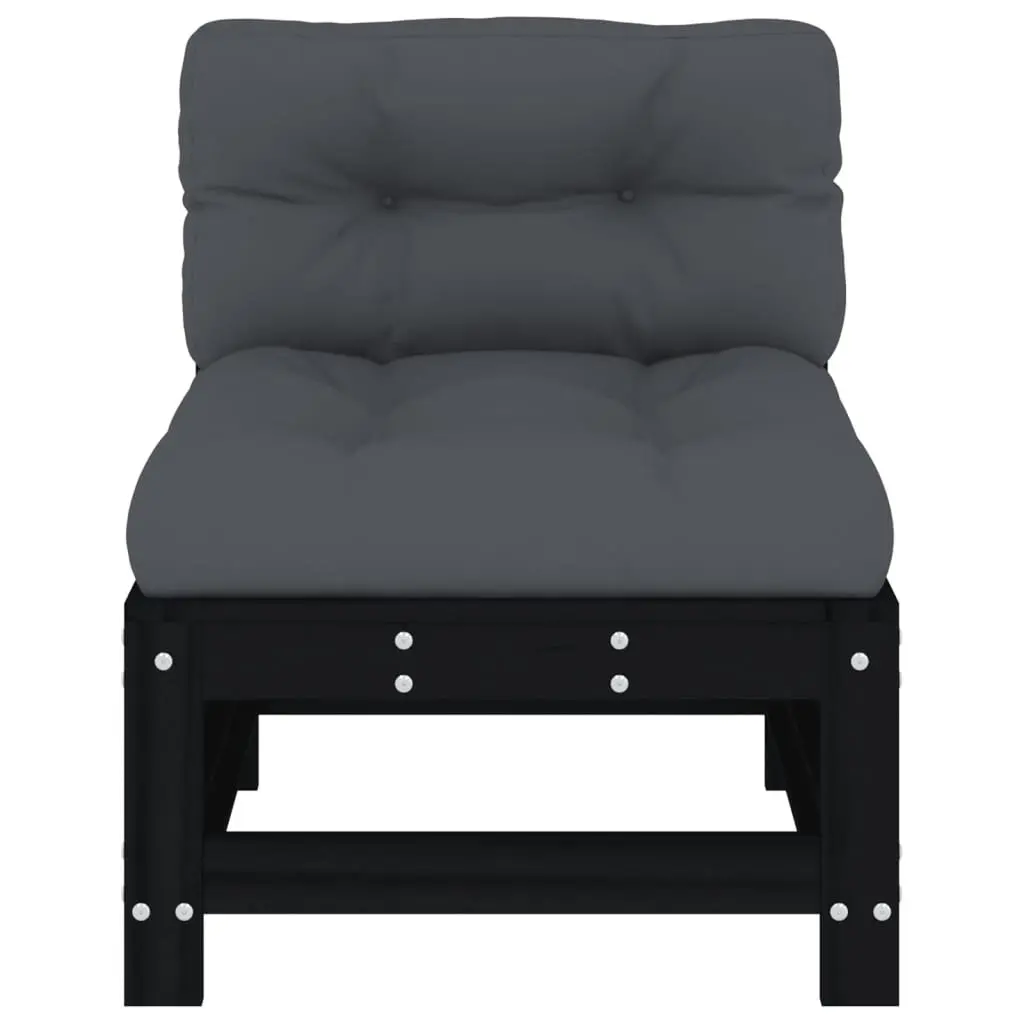Black Modular Outdoor Sofa Unit 2pc in Solid Pine Wood