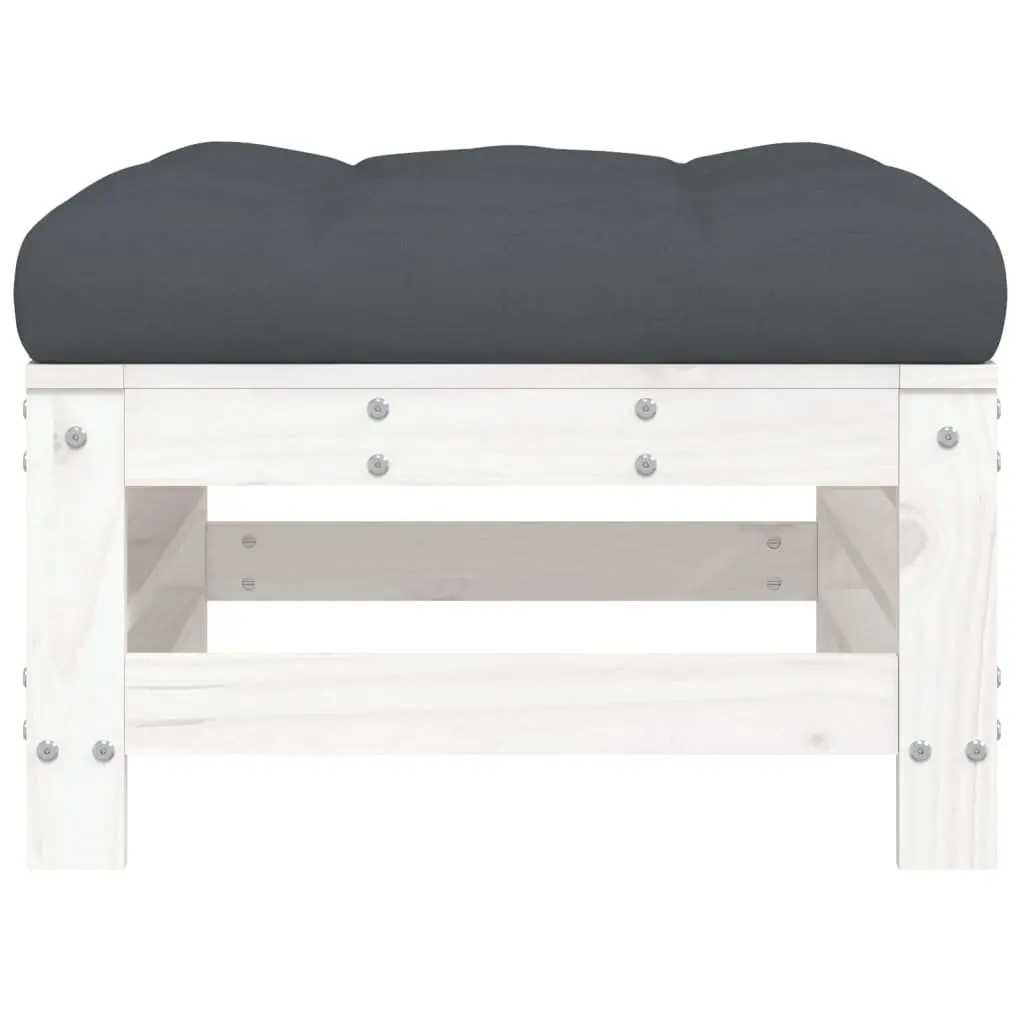 Solid Pine Outdoor Garden Footstools with Cushions 2pcs