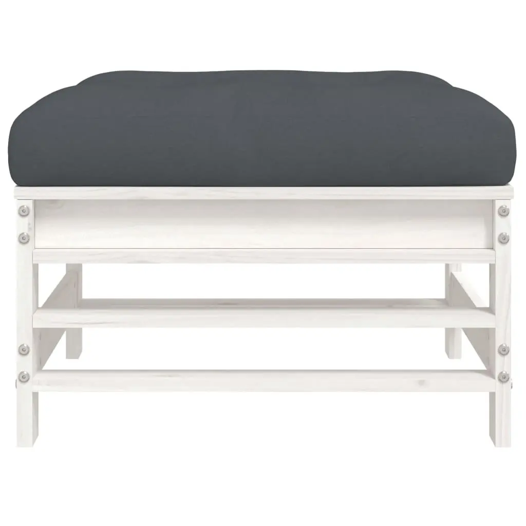 Solid Pine Outdoor Garden Footstools with Cushions 2pcs