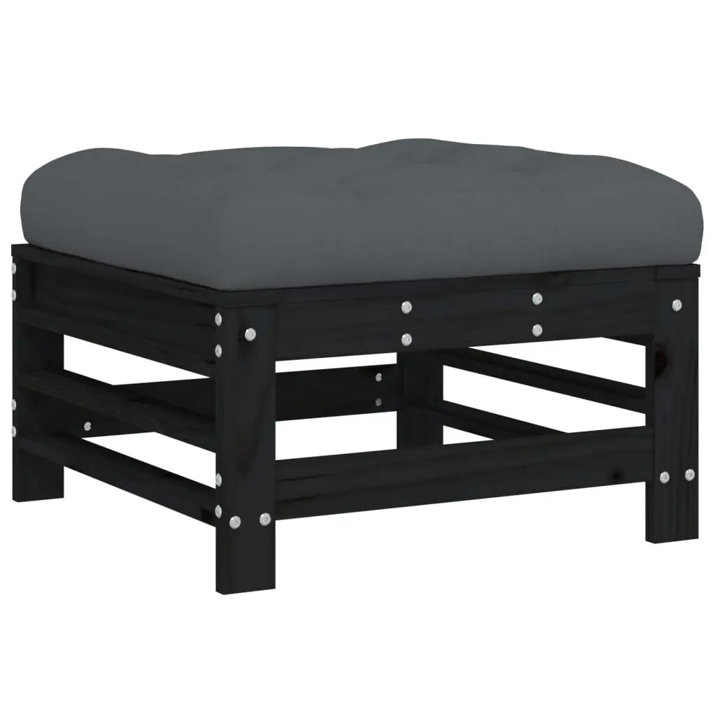 Outdoor Footstools Solid Pine Wood 2 Pieces Black
