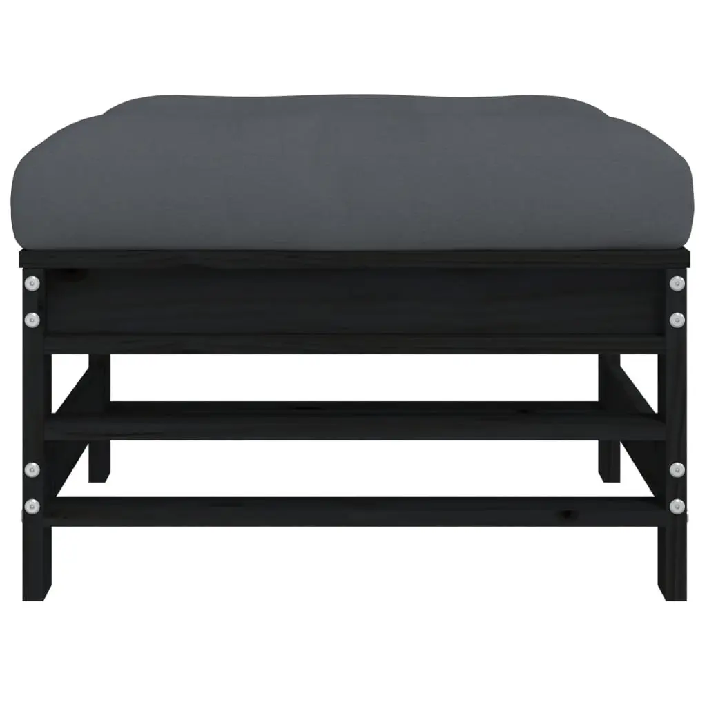 Outdoor Footstools Solid Pine Wood 2 Pieces Black