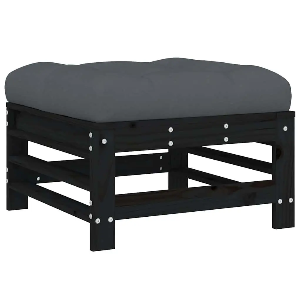 Outdoor Footstools Solid Pine Wood 2 Pieces Black