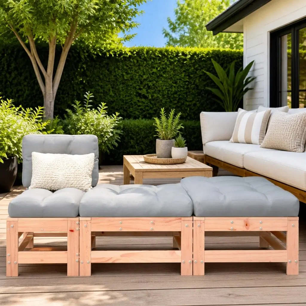 Garden Footstools with Cushions for Outdoor Use