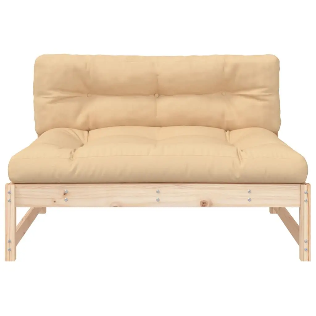 Outdoor Sofa Solid Pine Wood 120x80 cm Brown with Cushions