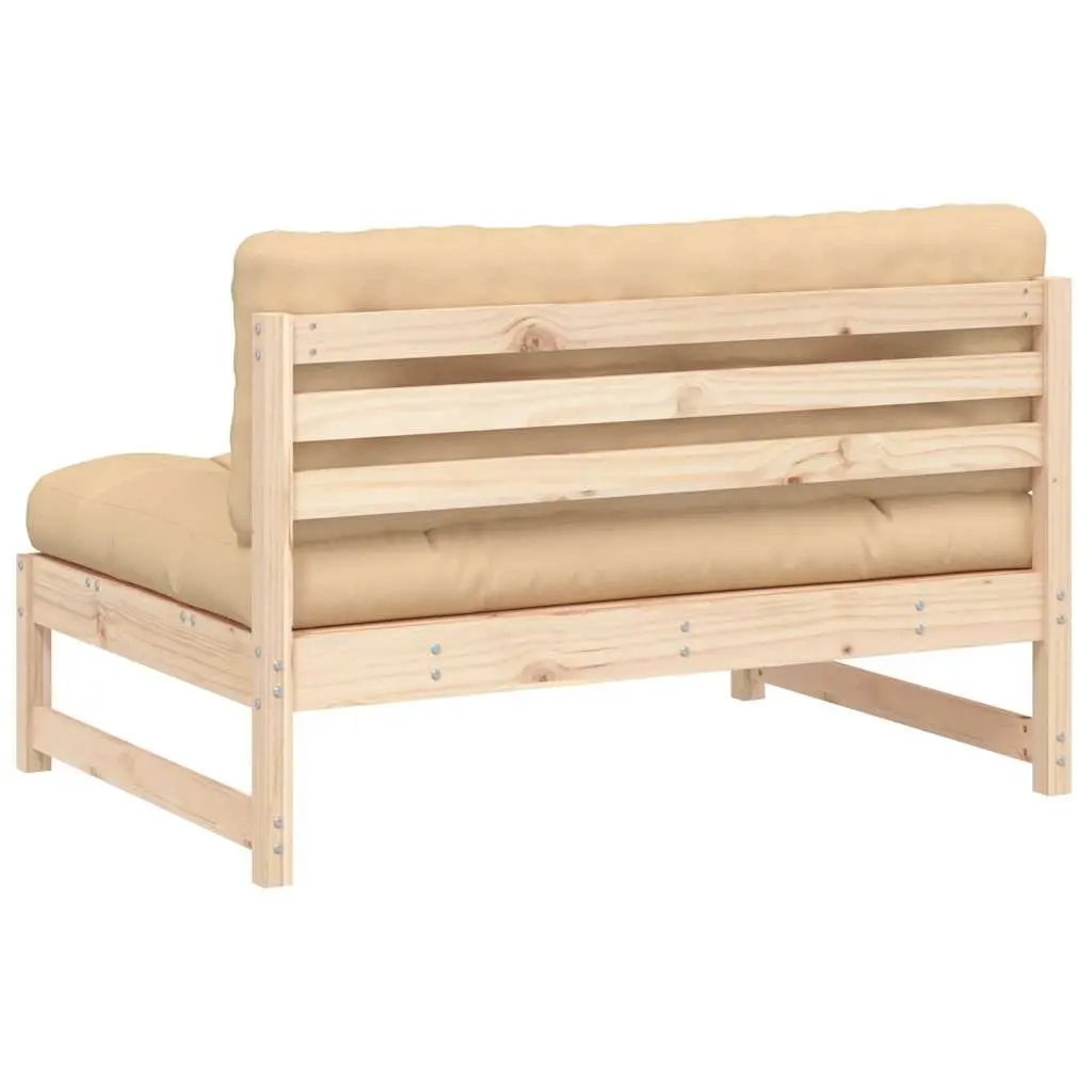 Outdoor Sofa Solid Pine Wood 120x80 cm Brown with Cushions
