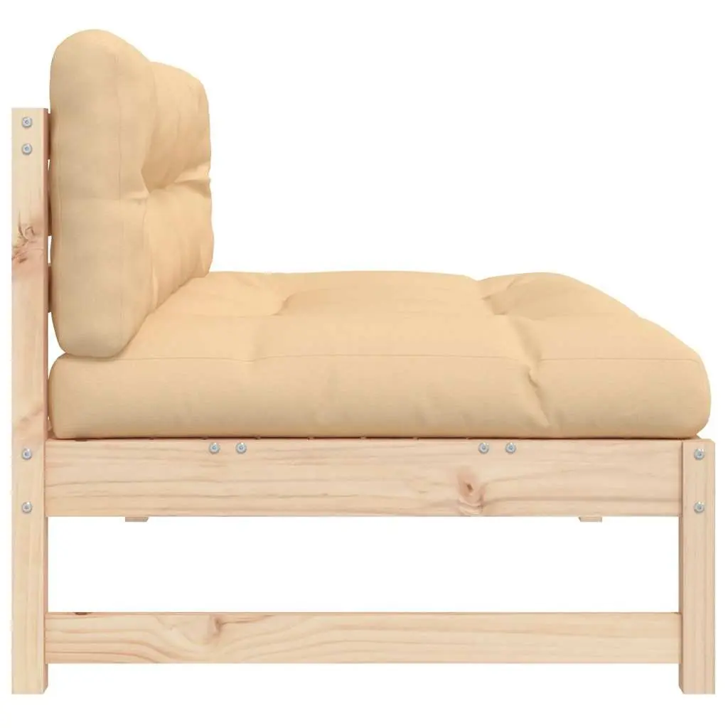 Outdoor Sofa Solid Pine Wood 120x80 cm Brown with Cushions