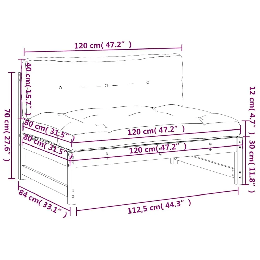 Black Garden Patio Modular Middle Sofa Section
