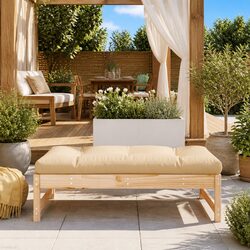 Durable Slatted Wood Garden Footstool for Outdoor Spaces