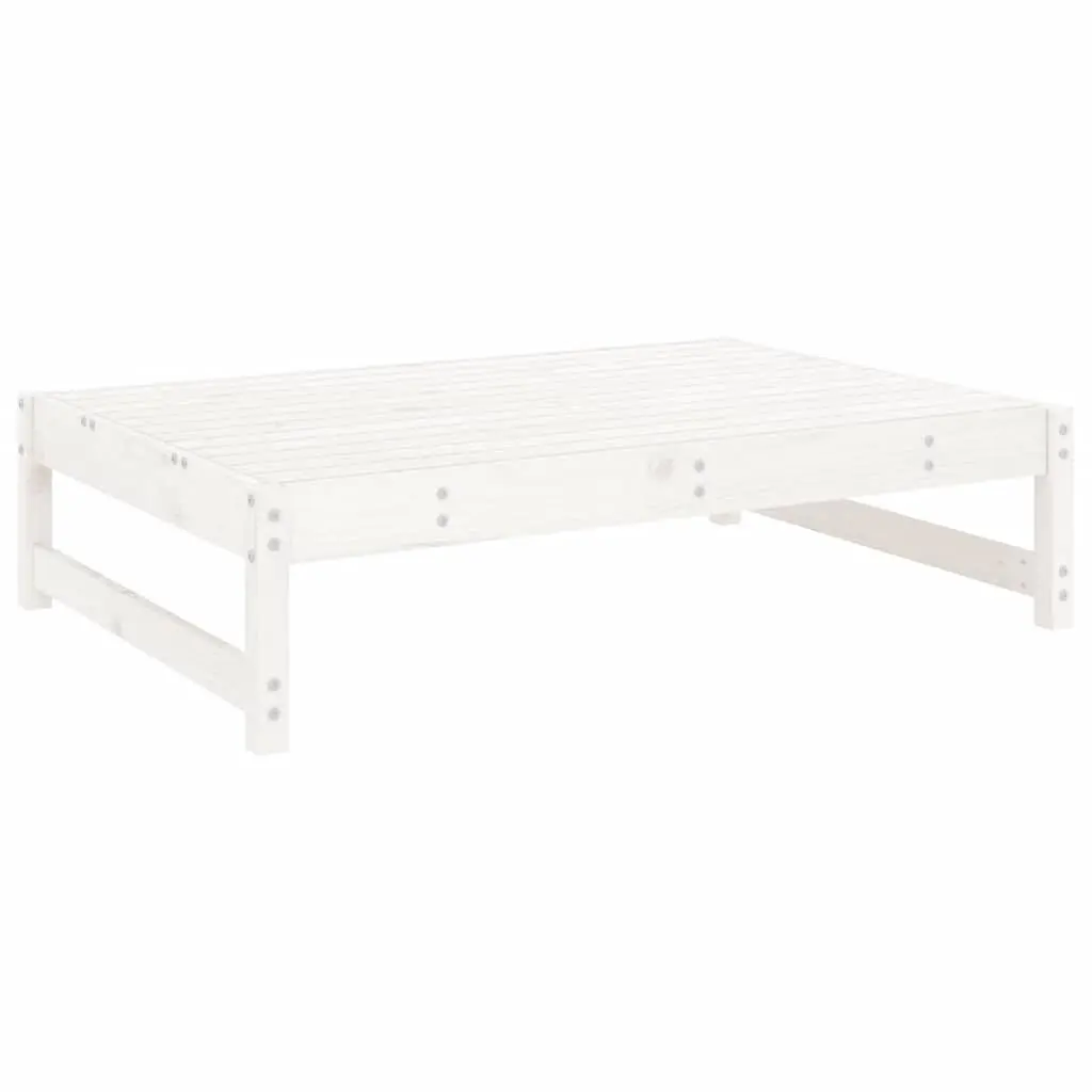 White Solid Wood Pine Garden Footstool with Cushion