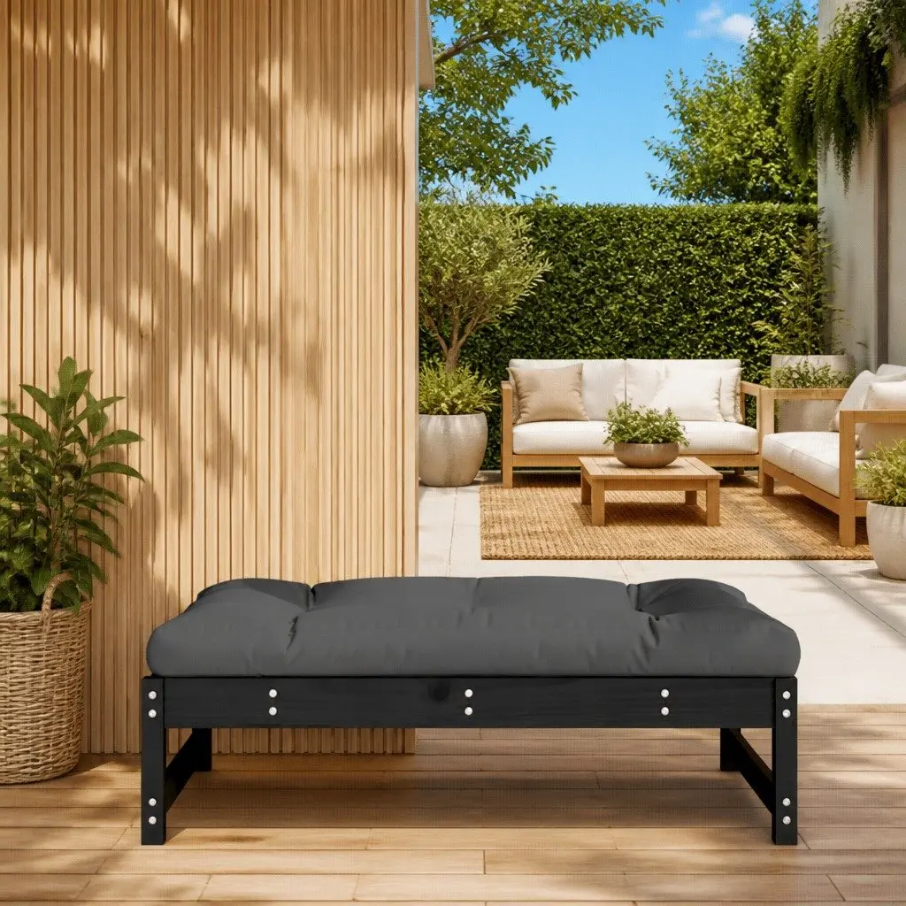 Black Garden Footstool Ottoman 120x80 cm