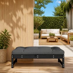 Garden Footstool Ottoman Black 120x80 cm Solid Wood Pine Slatted Design