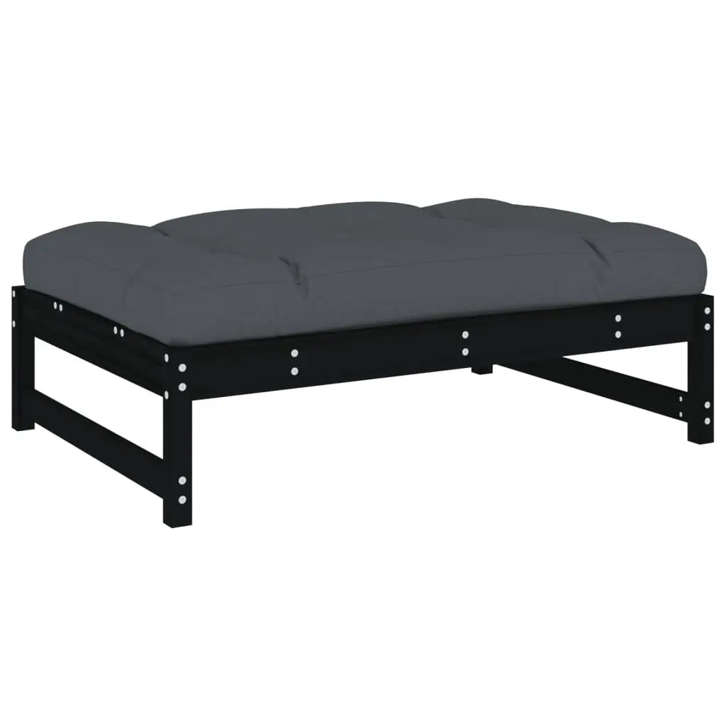 Black Garden Footstool Ottoman 120x80 cm