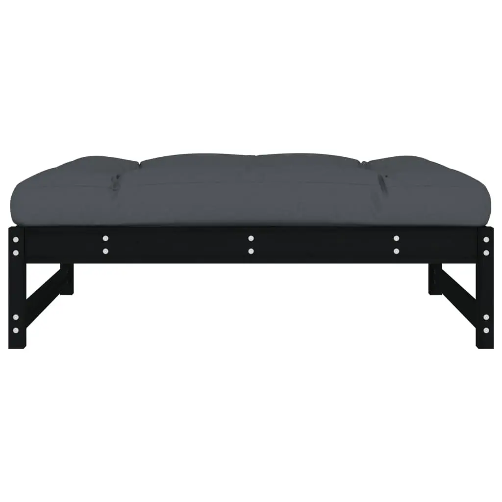 Black Garden Footstool Ottoman 120x80 cm