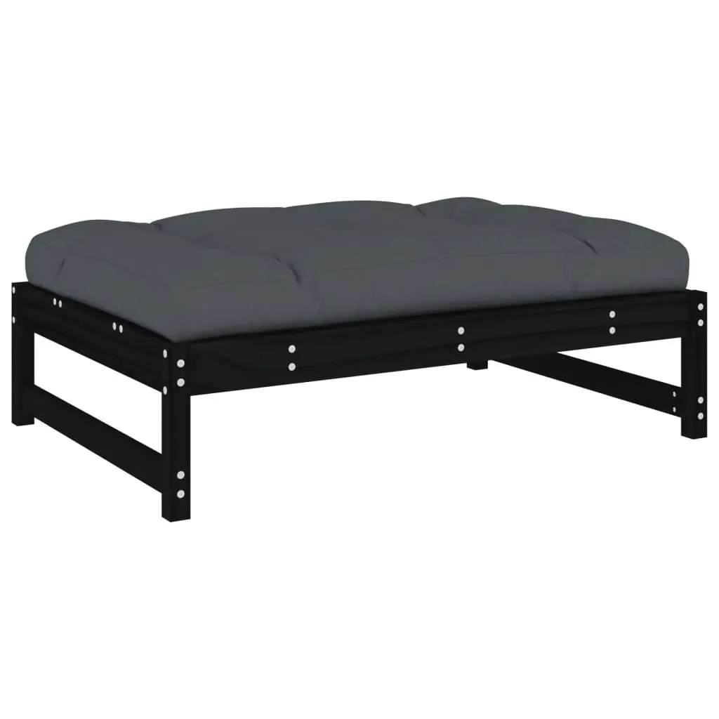 Black Garden Footstool Ottoman 120x80 cm