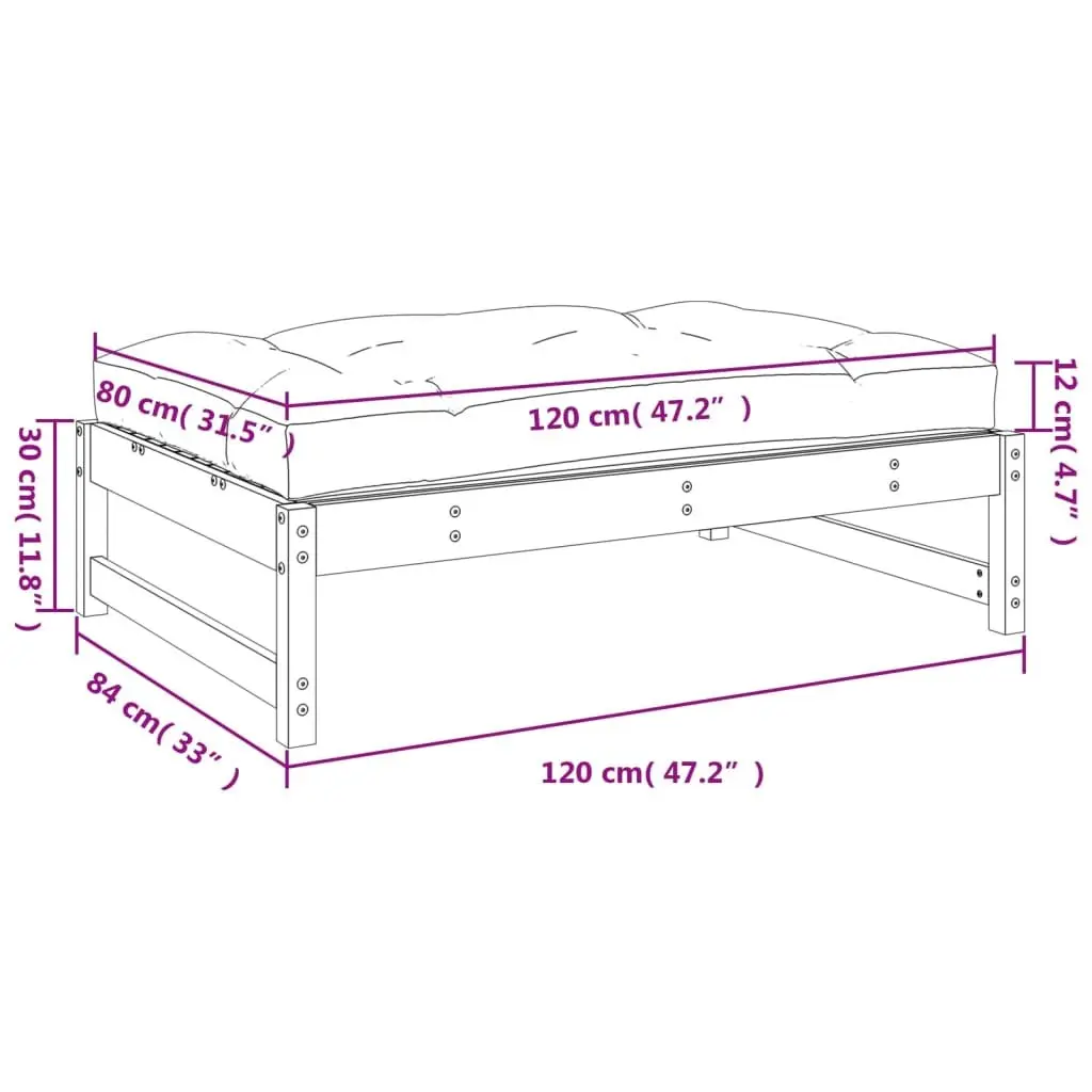 Black Garden Footstool Ottoman 120x80 cm