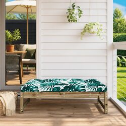 Brown Wooden Garden Footstool with Cushion for Relaxation