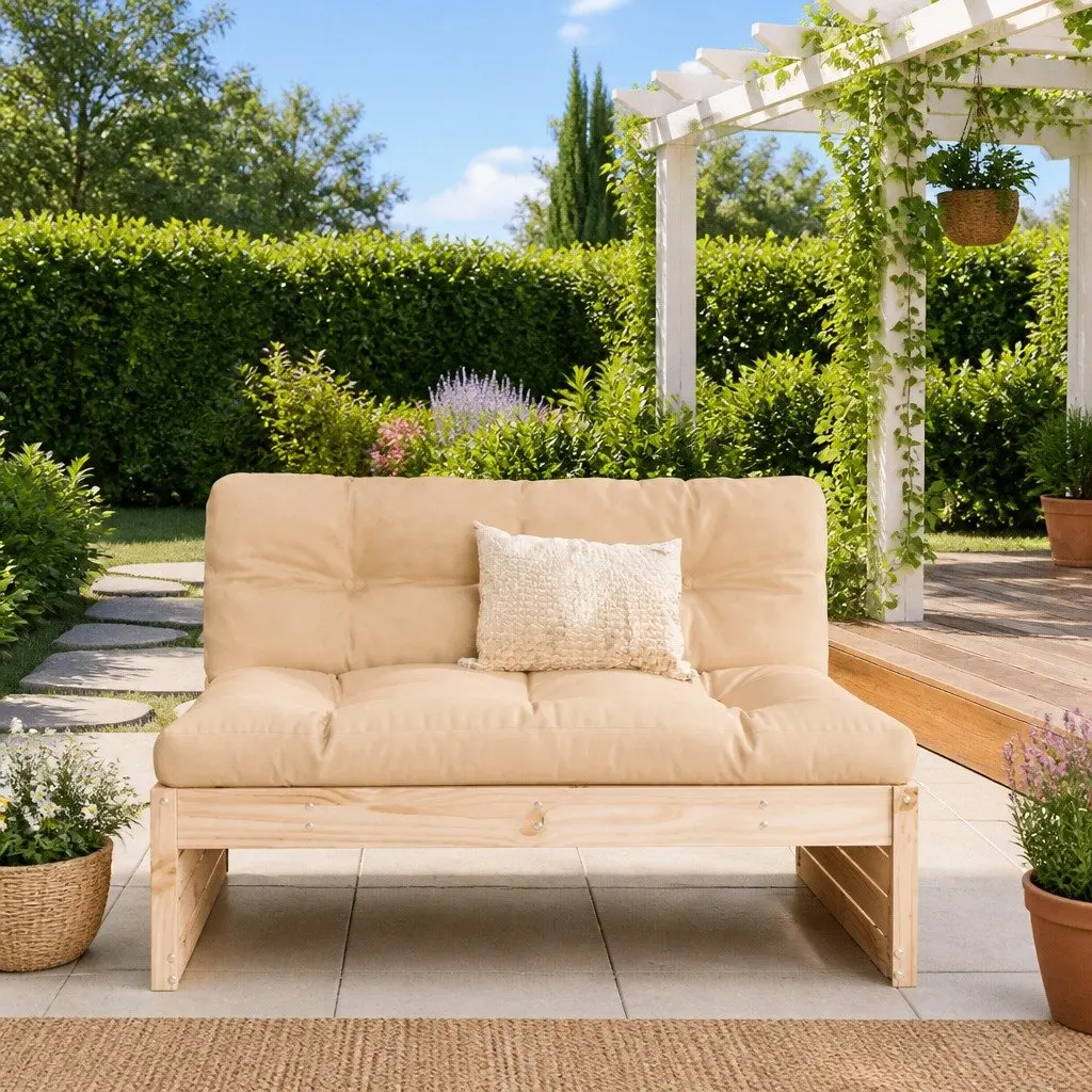 Solid Pine Wood Outdoor Middle Sofa 120x80 cm