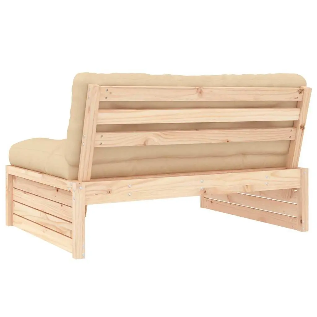 Solid Pine Wood Outdoor Middle Sofa 120x80 cm